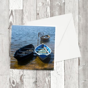 Biglietto di auguri - 'Three Boats at The Fleet, Dorset' - Square Immagine fotografica