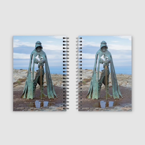A5 or A6 Spiral Bound Notebook, Journal 'Gallos', a King Arthur Sculpture