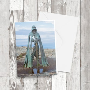 Grußkarte - 'Gallos' King Arthur Skulptur, Fotografisches Bild auf recycelter Karte