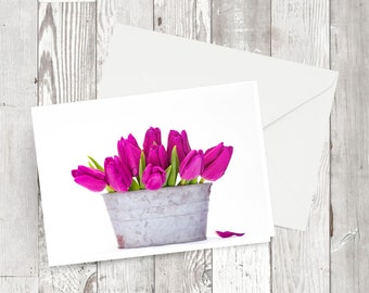 Grußkarte - 'Baden in Tulpen' Fotografisches Bild Recycelte Karte