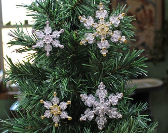 Snowflakes - Crystal w/ Silver or Gold Accents - 3 Sizes