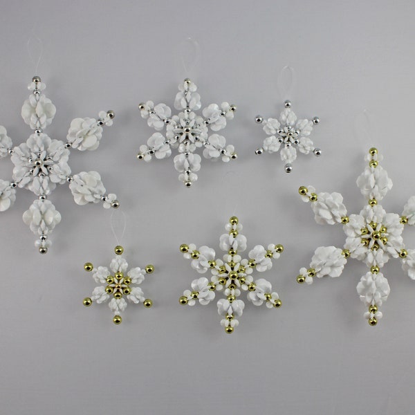 Snowflakes - White w/ Silver or Gold Accents - 3 sizes