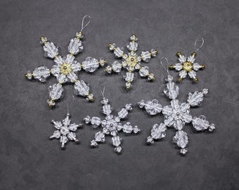 Snowflakes - Crystal w/ Silver or Gold Accents - 3 Sizes