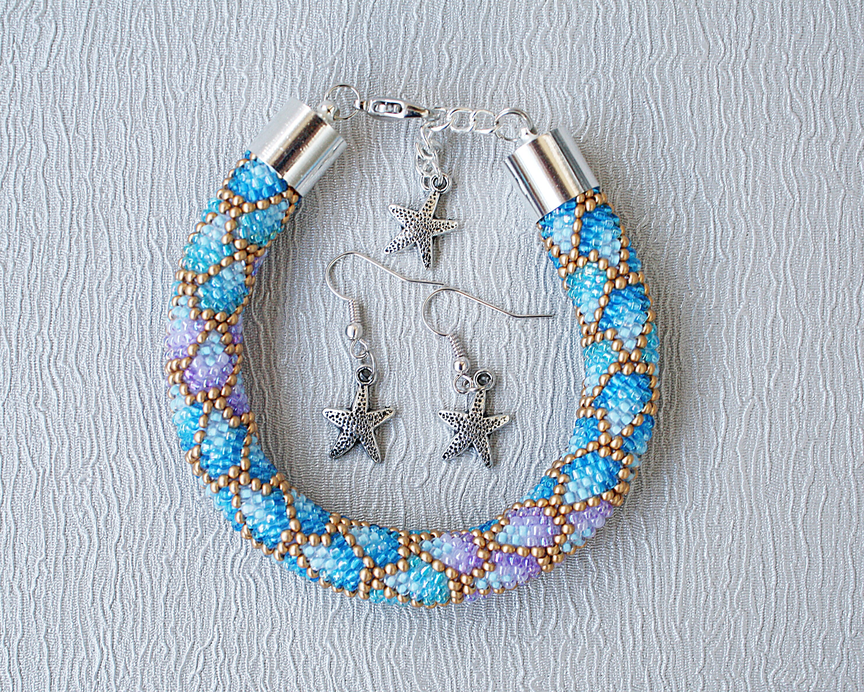 Blue /& Green Mermaid Crochet Necklace