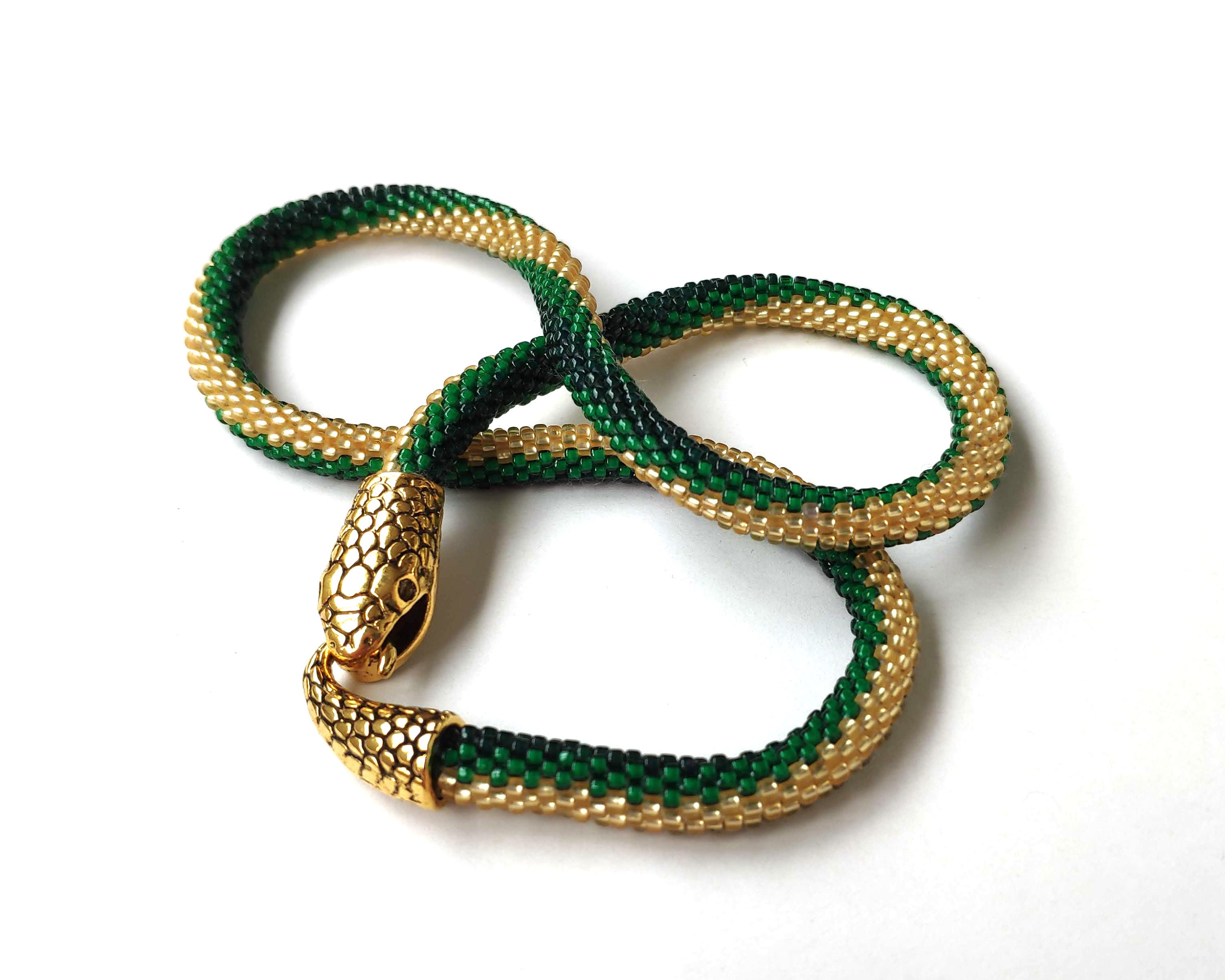 Groene slang ketting haak kraal slang ketting Snake choker Etsy