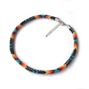 Southwestern Style Beaded Necklace: Native Style Jewelry, Indian Traditional Colors