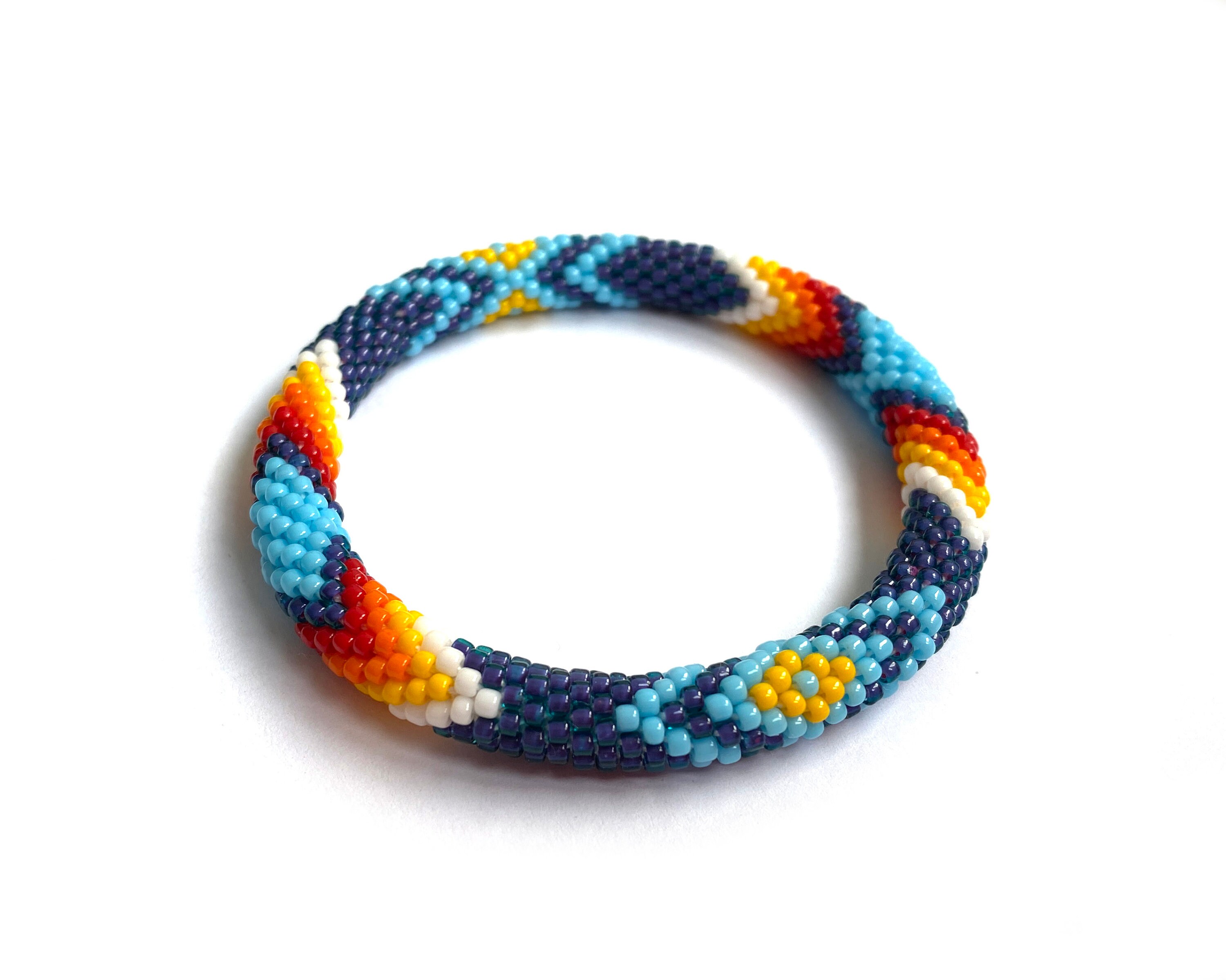 Native American Inspired Bracelet With No Clasp - Stretch Beaded