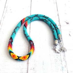 Turquoise Native Style Beaded Choker: Ethnic Seed Bead Jewelry