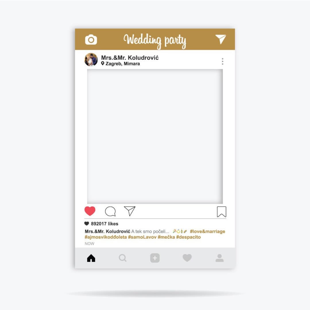 DIGITAL FILE Instagram Photo Booth Frame, Gold Instagram, Wedding