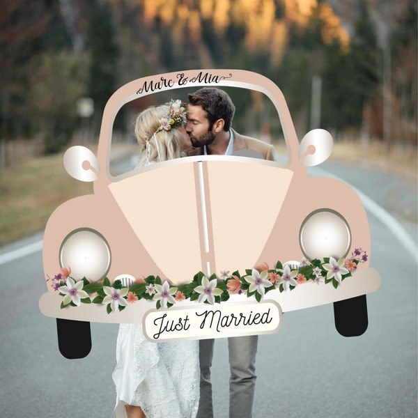 DIGITALE DATEI Personalisierte Vintage Auto Hochzeit Photo Booth Rahmen | Vintage Auto Selfie Rahmen | Vintage Auto Foto Prop Rahmen | Hochzeit Auto Prop