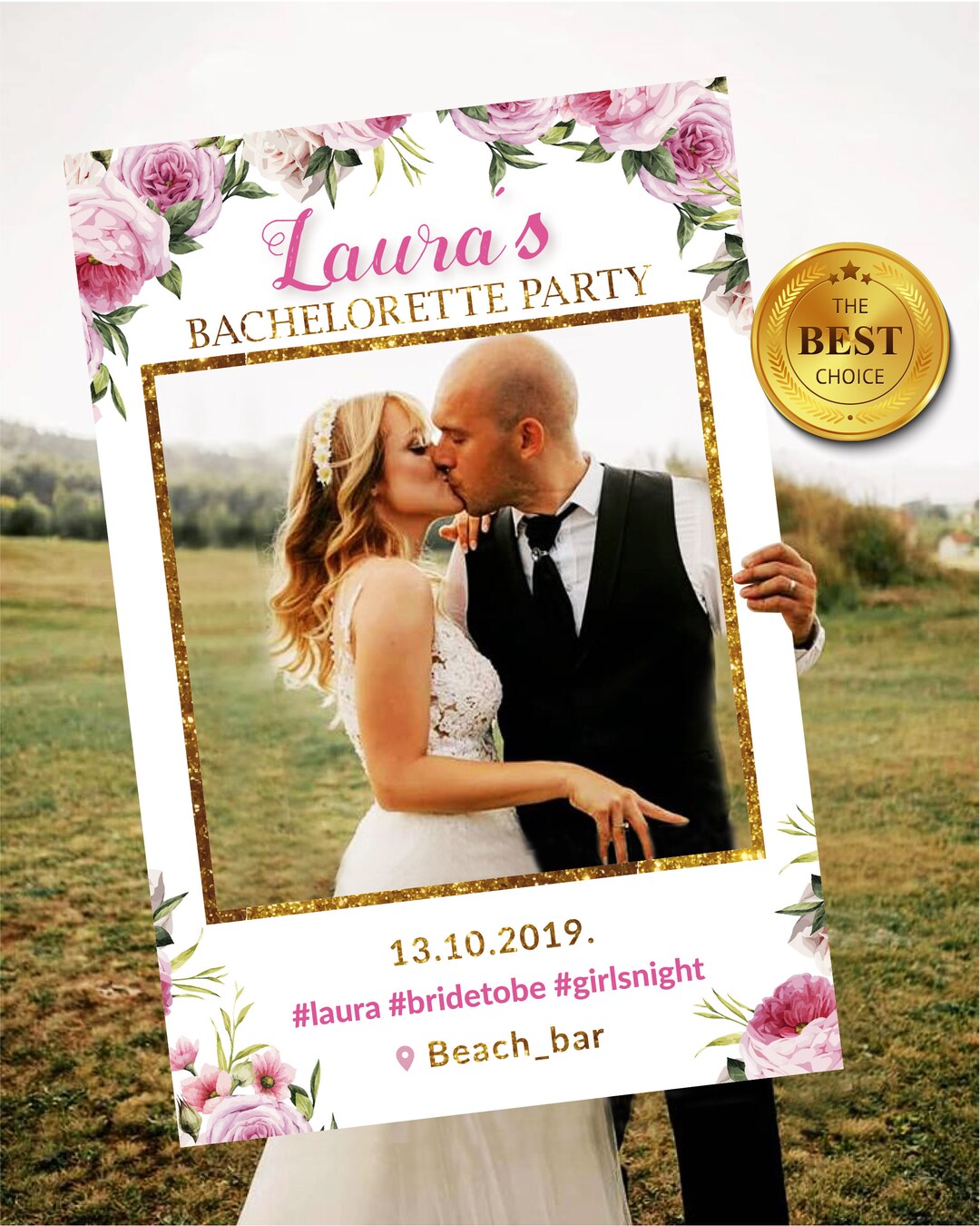 DIGITAL FILE Flower Frame Photo Booth Prop for Bachelorette Party