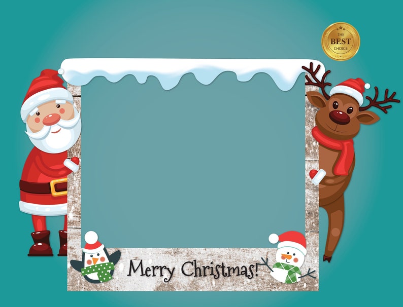 Merry Christmas Photo Booth Frame Santa Frame Raindeer Frame Etsy