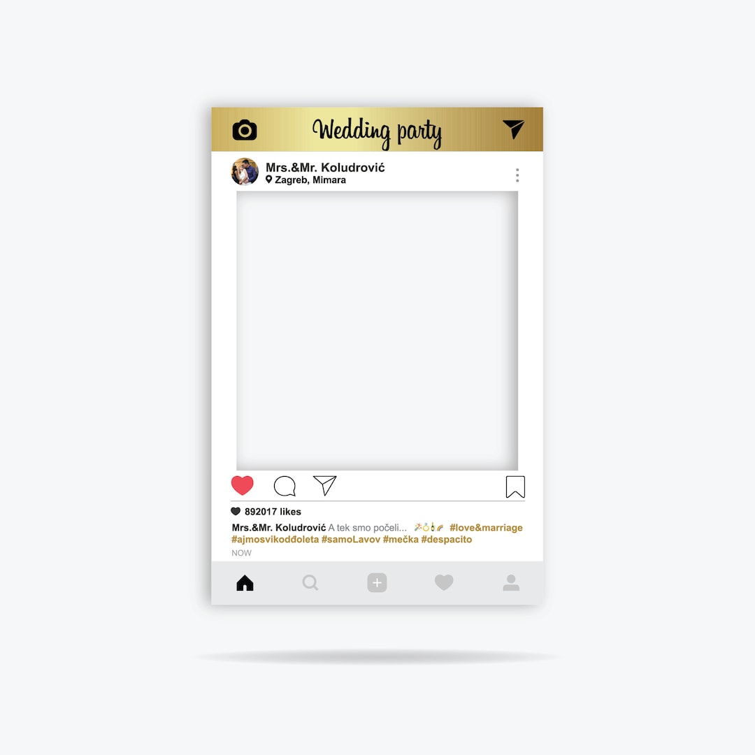 DIGITAL FILE Instagram Photo Booth Frame Gold, Instagram Wedding Prop ...