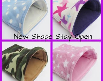New shape ***Stay Open**4 sizes***soft fleece**Guinea pig bed ** small animal bed**hedgehog** hide**snuggle pouch**sack*cosy**Sleeping bag**