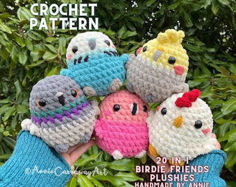 20 in 1 Häkelanleitung | Birdie Friends Plüschtiere, Häkelmuster für Vögel, Amigurumi-Muster, Häkelmuster für Plüschtiere, süßes Häkelmuster