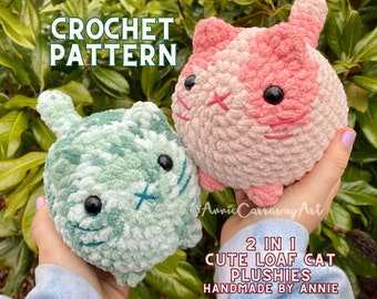 2 in 1 Crochet Pattern | Cute Loaf Cat Plushies, Amigurumi Crochet Cat, Crochet Plushie Pattern, Crochet Plushie Pattern Bundle,Cute Crochet