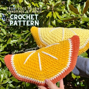 8 in 1 Crochet Pattern | Fruit Slice Pillows, Amigurumi Crochet, Fruit Slice Plushies by Handmade by Annie, Crochet Plushie Pattern Bundle