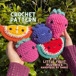 8 in 1 Crochet Pattern | Little Fruit Friends Plushies, Amigurumi Fruit, Crochet Plushie Pattern,Crochet Plushie Pattern Bundle,Cute Crochet