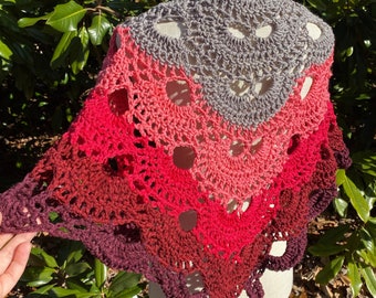Vampire Virus Shawl | Crochet Shawl, Colorful Scarf, Handmade Crochet, Cute Cover Up,