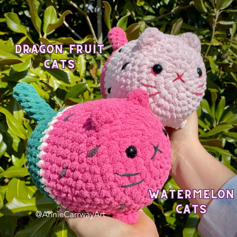3 in 1 Crochet Pattern Fruit Cat Plushies, Amigurumi Crochet Cat, Crochet Plushie Pattern, Crochet Plushie Pattern Bundle,Cute Crochet image 6