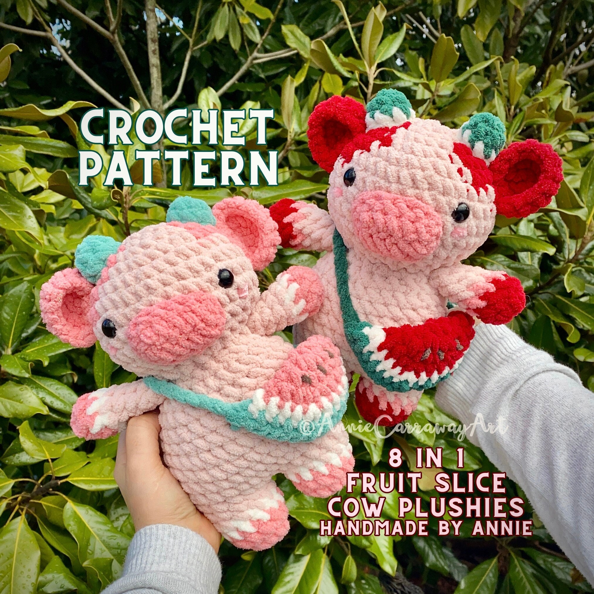 Cow Crochet Pattern | Fruit Slice Cow Plushies | 8 in 1 Pattern