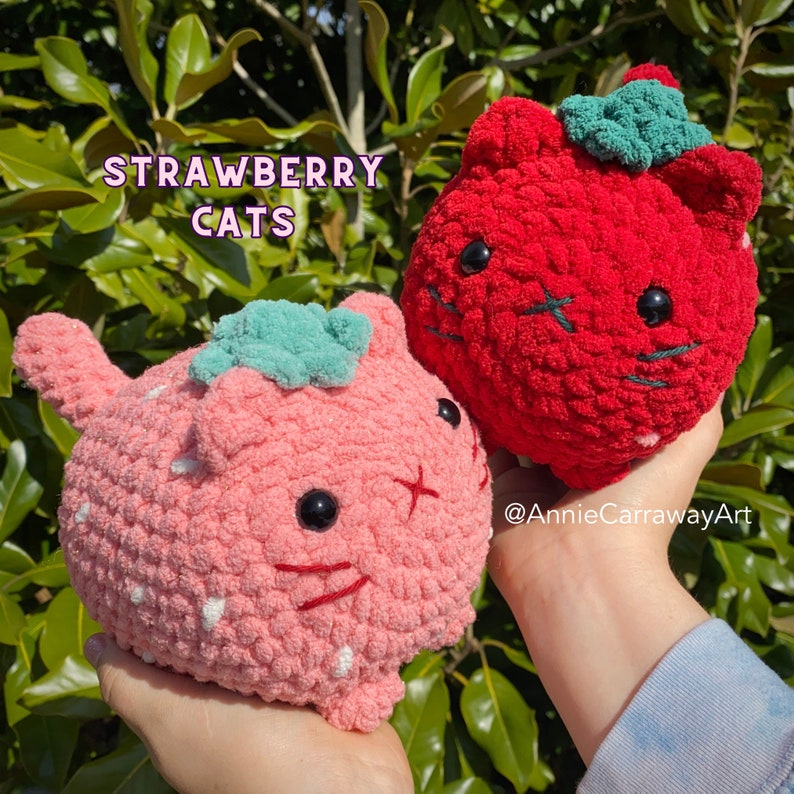 3 in 1 Crochet Pattern Fruit Cat Plushies, Amigurumi Crochet Cat, Crochet Plushie Pattern, Crochet Plushie Pattern Bundle,Cute Crochet image 3