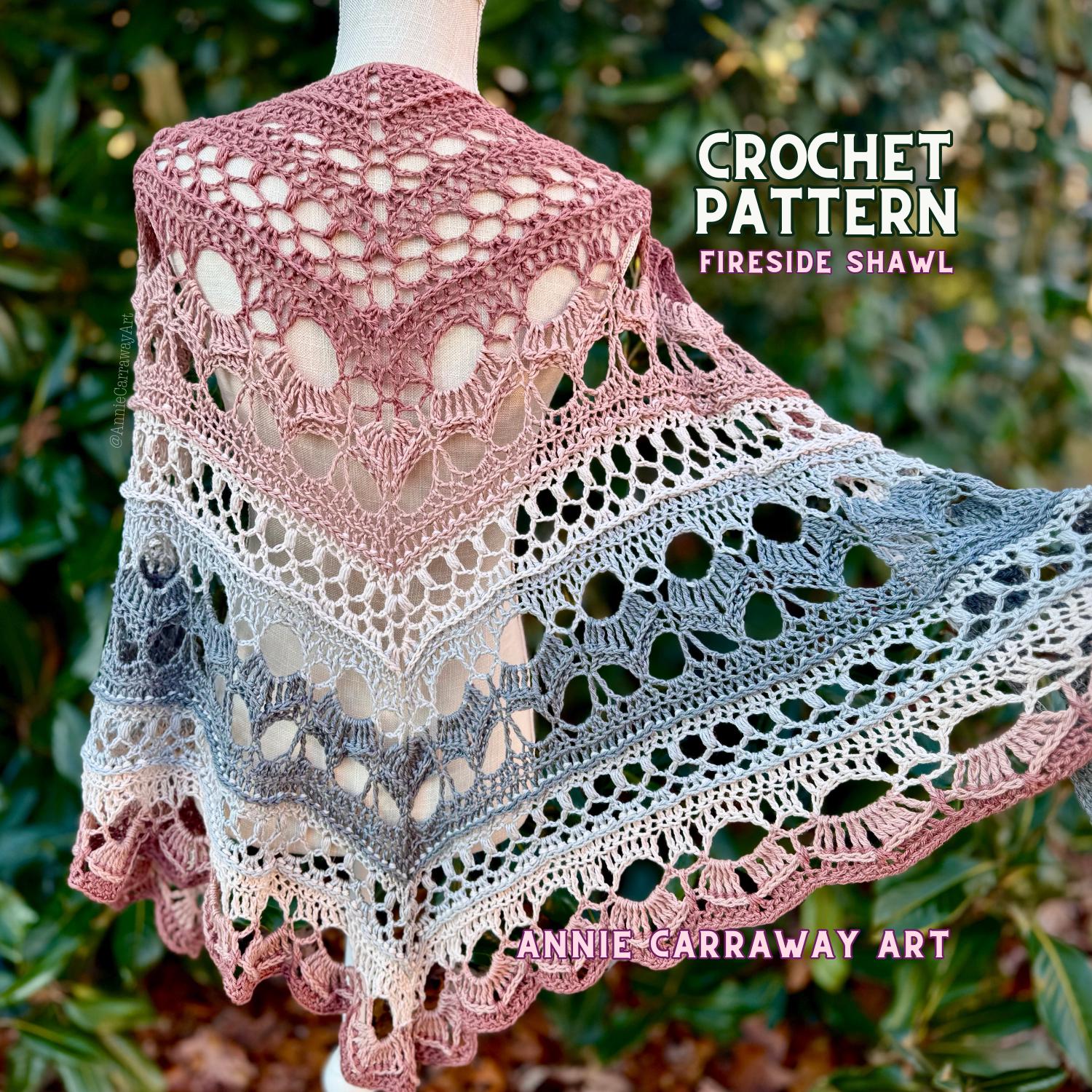 Shawl Crochet Pattern | Fireside Shawl | Lace Shawl Pattern