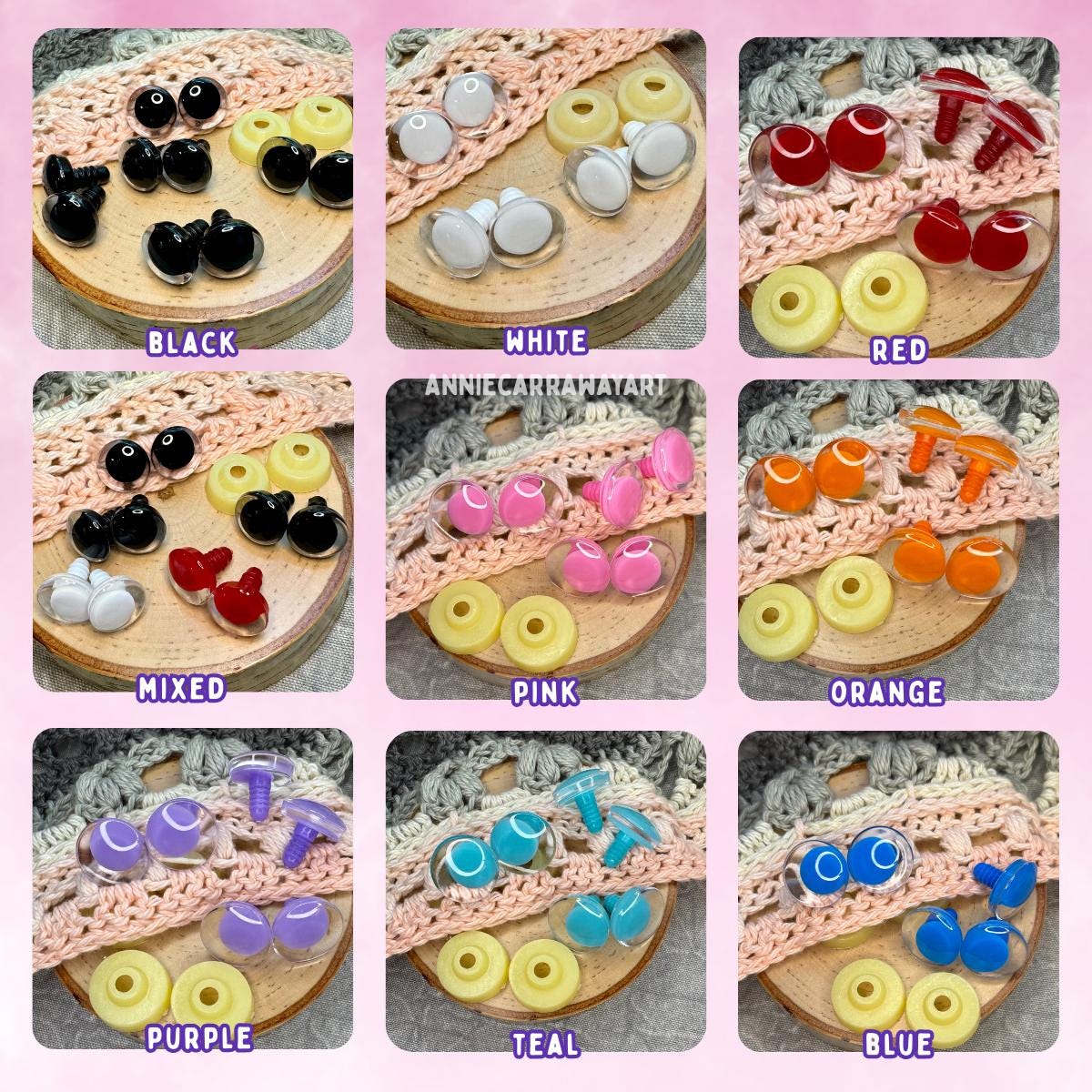 Kawaii Safety Eyes | Multiple Colors and Sizes | Amigurumi Plushie