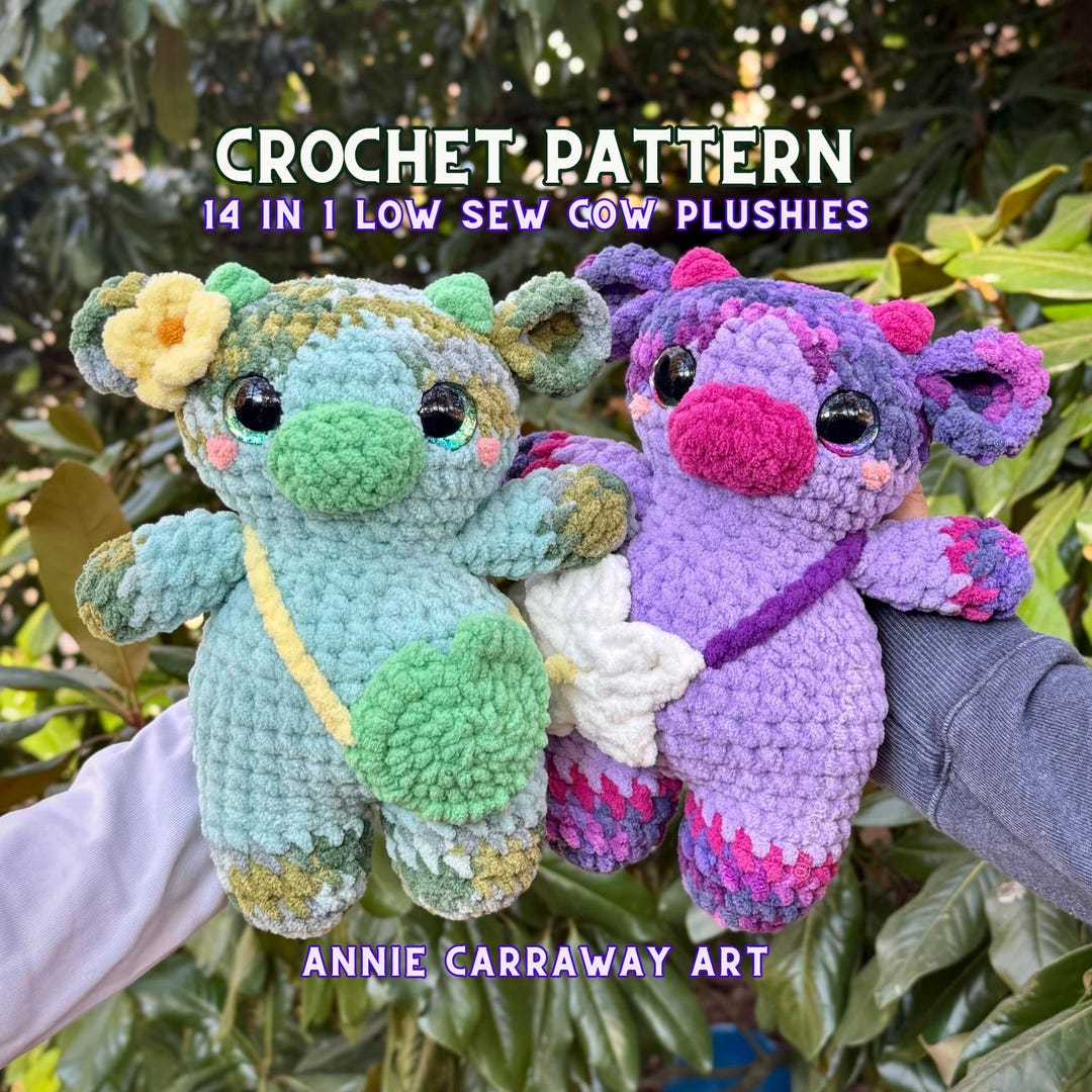 Cow Crochet Pattern | Low Sew Cow Plushies | 14 in 1 Pattern