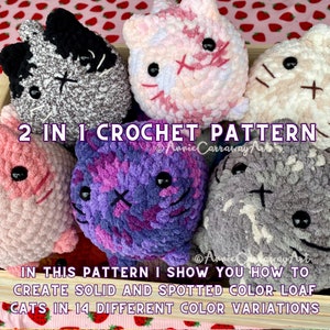 2 in 1 Crochet Pattern Cute Loaf Cat Plushies, Amigurumi Crochet Cat, Crochet Plushie Pattern, Crochet Plushie Pattern Bundle,Cute Crochet zdjęcie 2