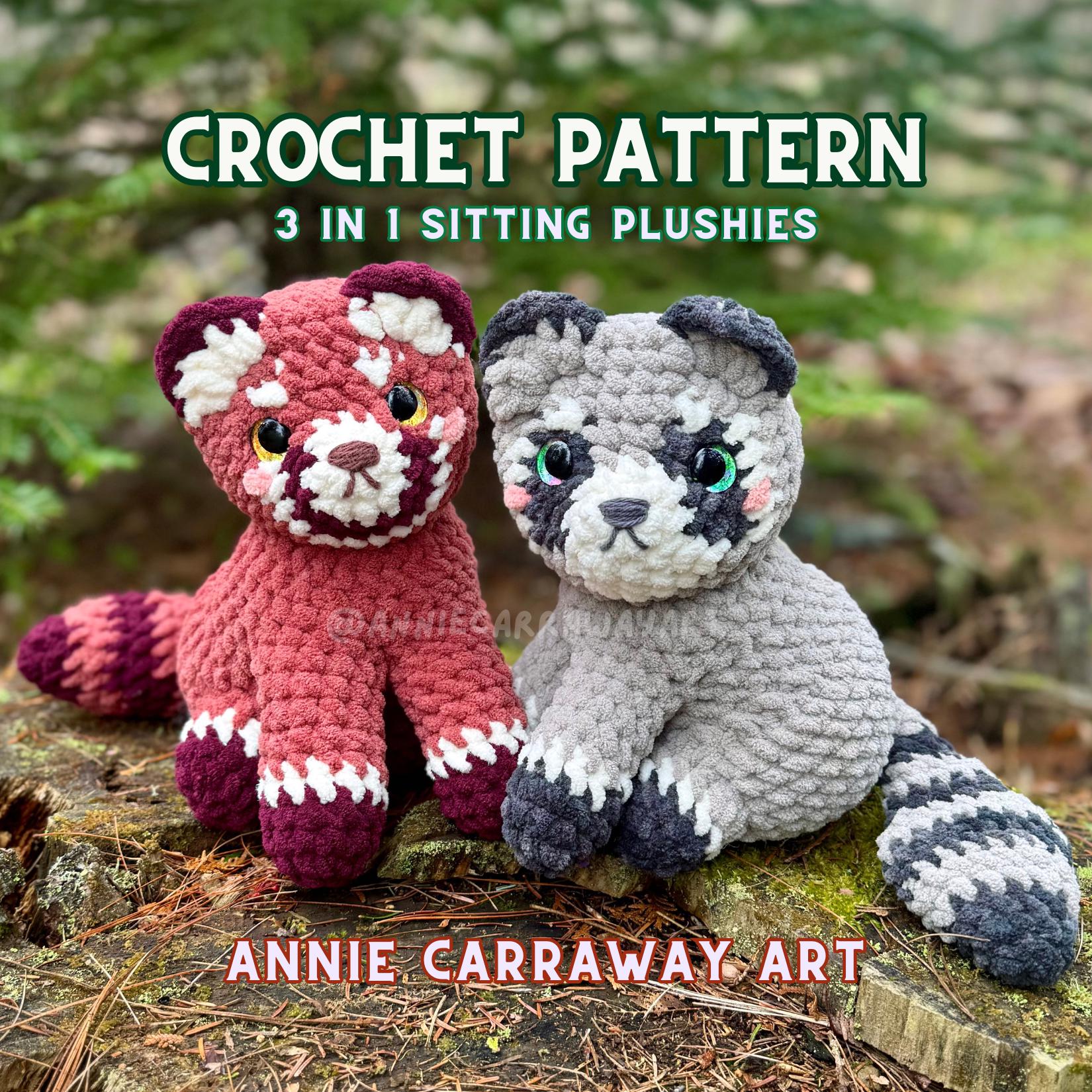 30 Raccoon Crochet Patterns for Woodland Amigurumi, Plushies, and Loveys 19 Red Panda and Raccoon Sitting Plushie Bundle