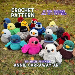 Crochet Bird Plushie Pattern | 18-in-1 Low Sew Amigurumi (PDF Pattern)