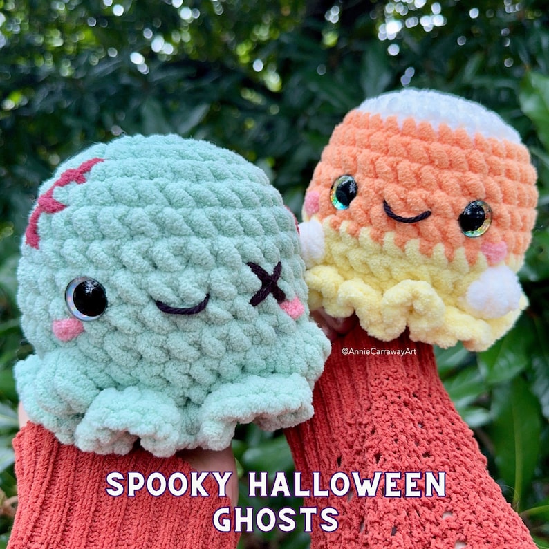 Patrón de crochet para Halloween / Peluches de fantasmas / Paquete de patrones 18 en 1 / Arte de Annie Carraway / Patrón en PDF imagen 6