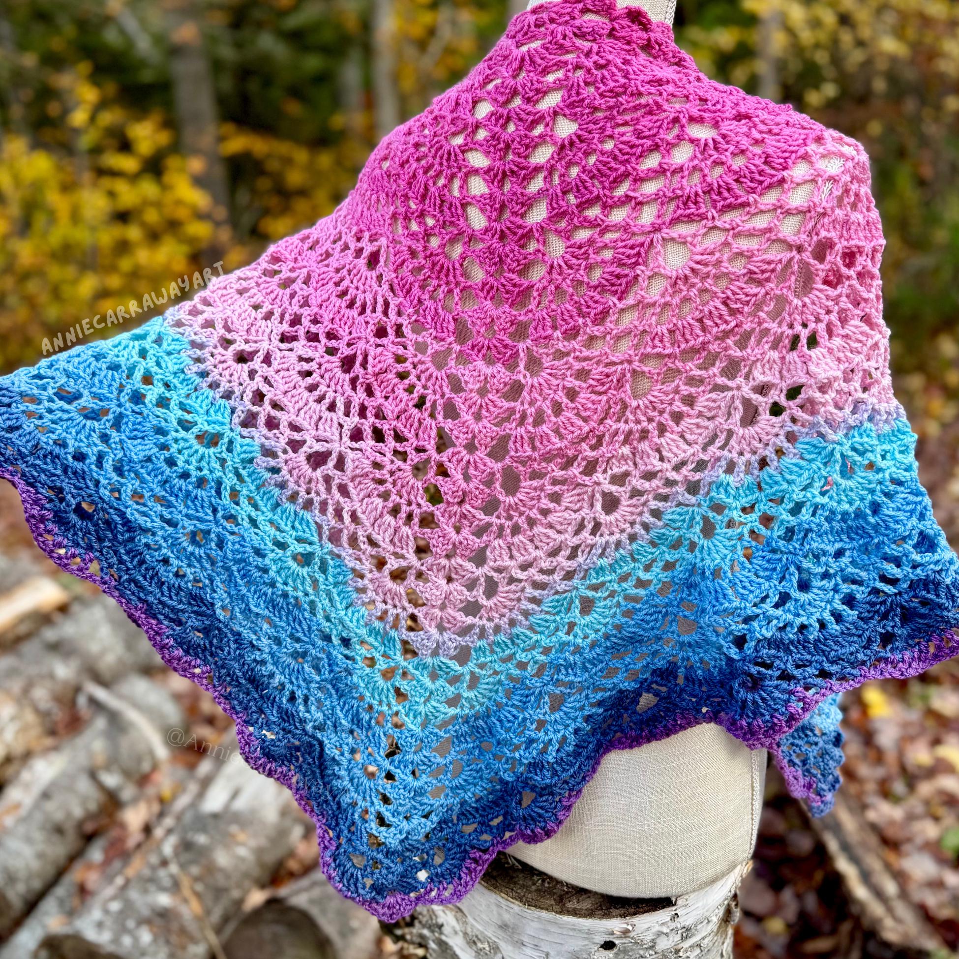 ショールのかぎ針編みパターン | ショートケーキショール | 簡単な