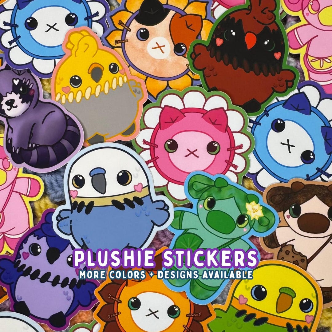 Sticker Plush Cute Plushie Stickers by Annie Carraway Art - Etsy UK