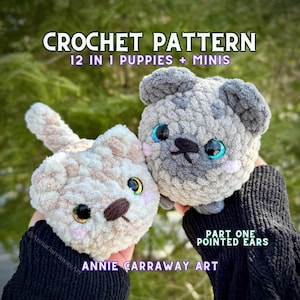 12 in 1 Crochet Pattern | Cute Puppy Plushies, Amigurumi Crochet Dog, Crochet Plushie Pattern, Crochet Plushie Pattern Bundle, Cute Crochet