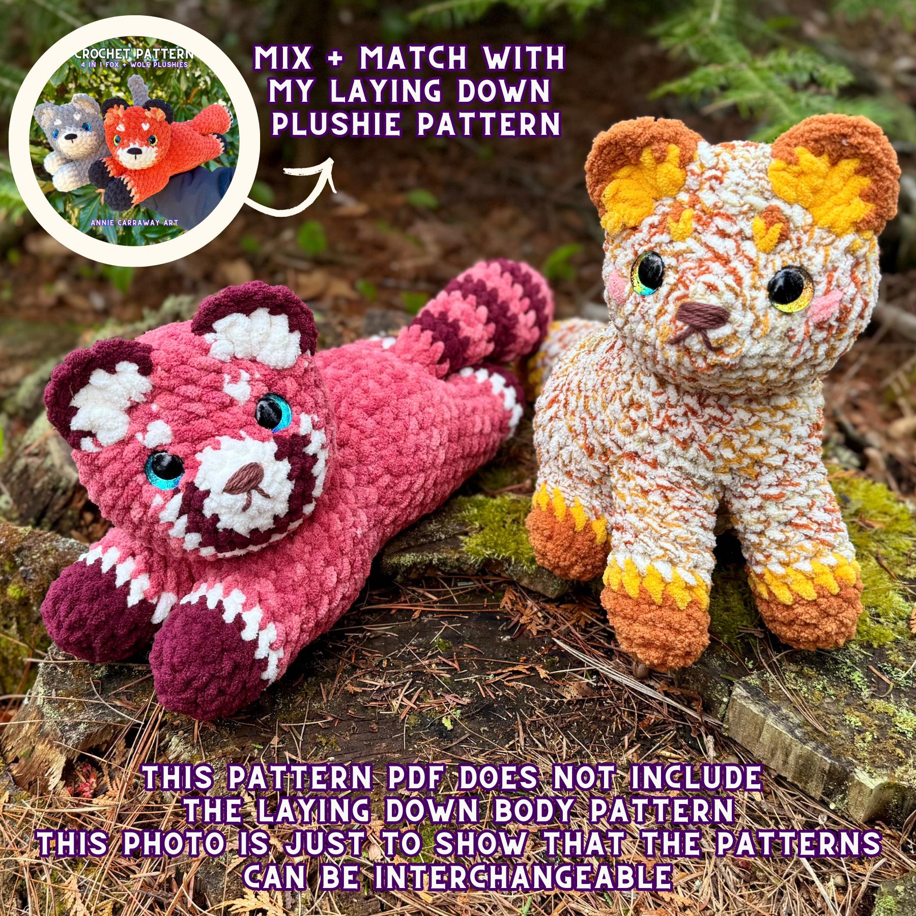 Red Panda & Raccoon Crochet Pattern | Sitting Plushies | 4 in 1