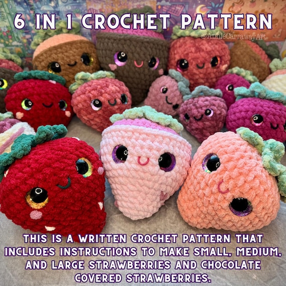 Valentine's Day Crochet Pattern | Strawberry Plushies | 6 in 1