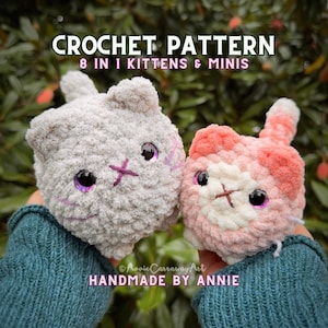 8 in 1 Häkelanleitung | Niedliches Kätzchen Plushies, Amigurumi häkeln Katze, häkeln Plushie Muster, häkeln Plushie Muster Bundle, süsse häkeln