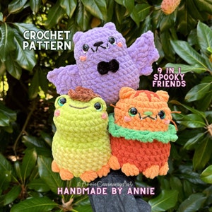 9 in 1 Crochet Pattern | Spooky Friends Plushies, Low Sew, Amigurumi Crochet,Crochet Plushie Pattern,Halloween Crochet Pattern,Cute Crochet