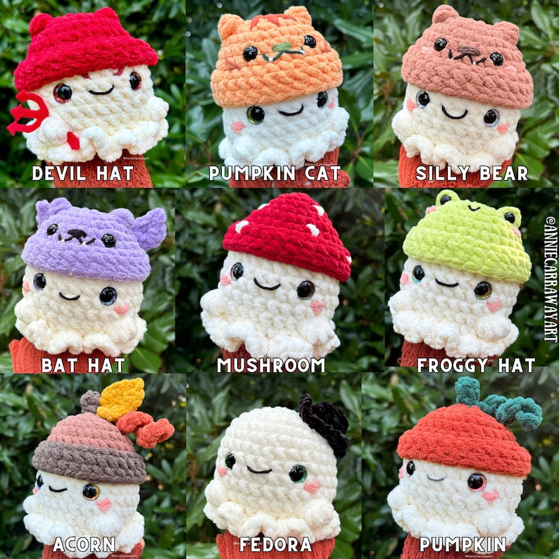 Patrón de crochet para Halloween / Peluches de fantasmas / Paquete de patrones 18 en 1 / Arte de Annie Carraway / Patrón en PDF imagen 3