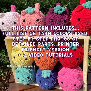 3 in 1 Crochet Pattern Fruit Cat Plushies, Amigurumi Crochet Cat, Crochet Plushie Pattern, Crochet Plushie Pattern Bundle,Cute Crochet image 8