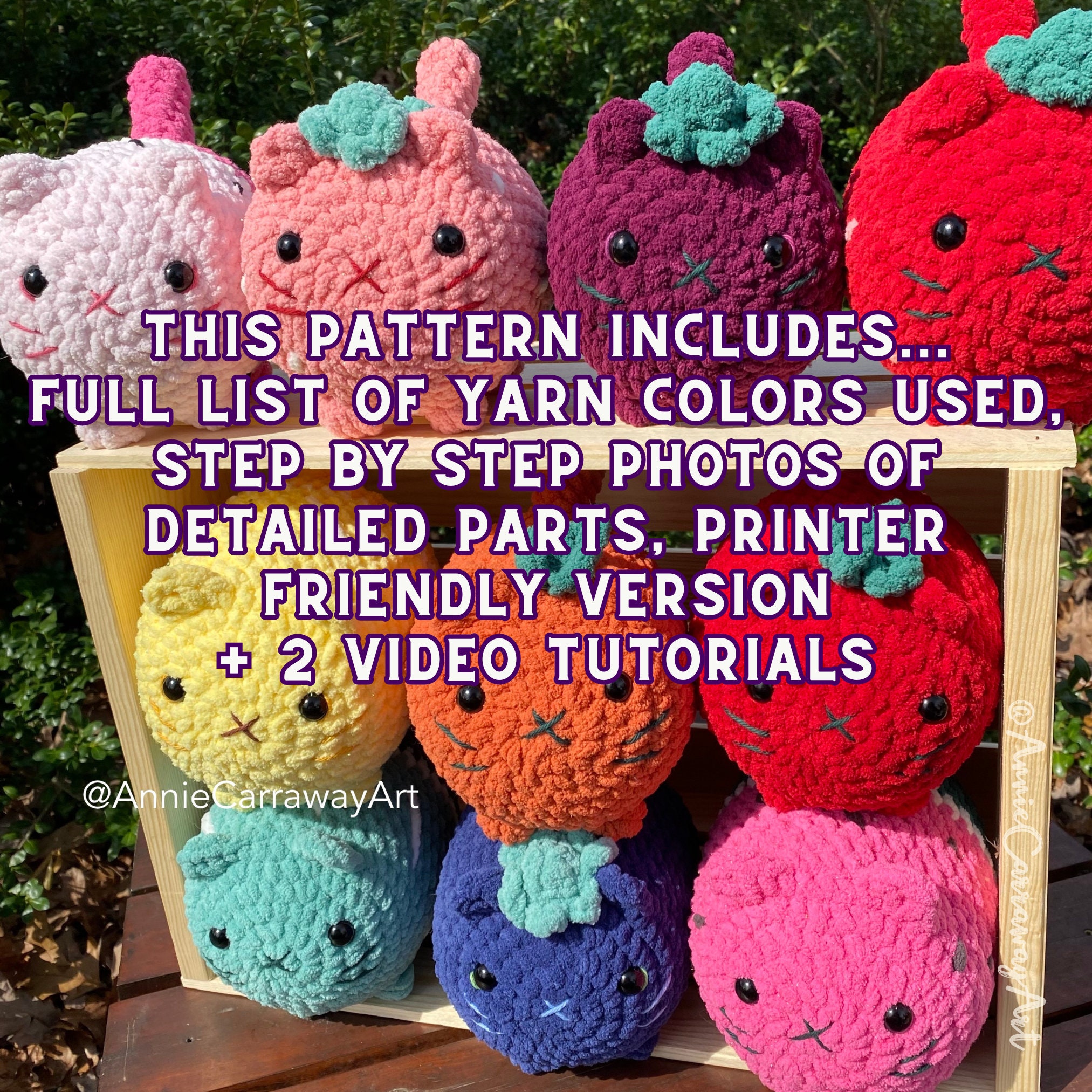 Loaf Cat Crochet Pattern | Fruit Cat Plushies | 3 in 1 Pattern