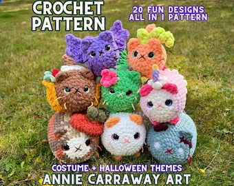 20 in 1 Crochet Pattern | Costume + Halloween Cat Plushies, Amigurumi Crochet Cat, Crochet Plushie Pattern Bundle,Cute Crochet, Loaf Cat