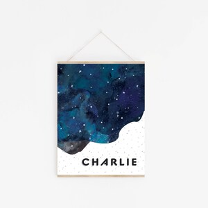 Custom Space Galaxy Kid&#39;s Name Print - Digital Download, Nursery Wall Art, Kids Bedroom Name Art, Custom name poster, Kids room wall art