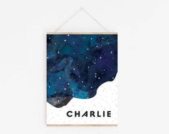 Custom Space Galaxy Kid's Name Print - Digital Download, Nursery Wall Art, Kids Bedroom Name Art, Custom name poster, Kids room wall art