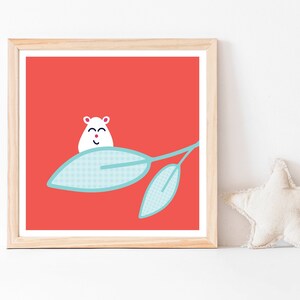 Animal Critter Leaf Print - Printable Wall Art, Nursery Decor, Kids Square Art Print, Nursery Digital Download, Playroom Art Print