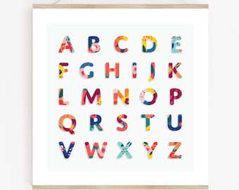 Floral Alphabet Print: Modern Nursery Wall Art (Digital Download)
