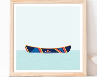 Minnesota Canoe Print - Printable Wall Art, Lake and Nautical Decor, Square Art Print, Cabin Decor, Twin Cities, MN, Digital Download