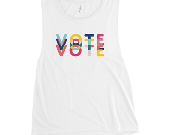 投票タンクトップ（女性用）｜カラフルな政治風刺Tシャツ、市民の誇りを込めた選挙ギフト